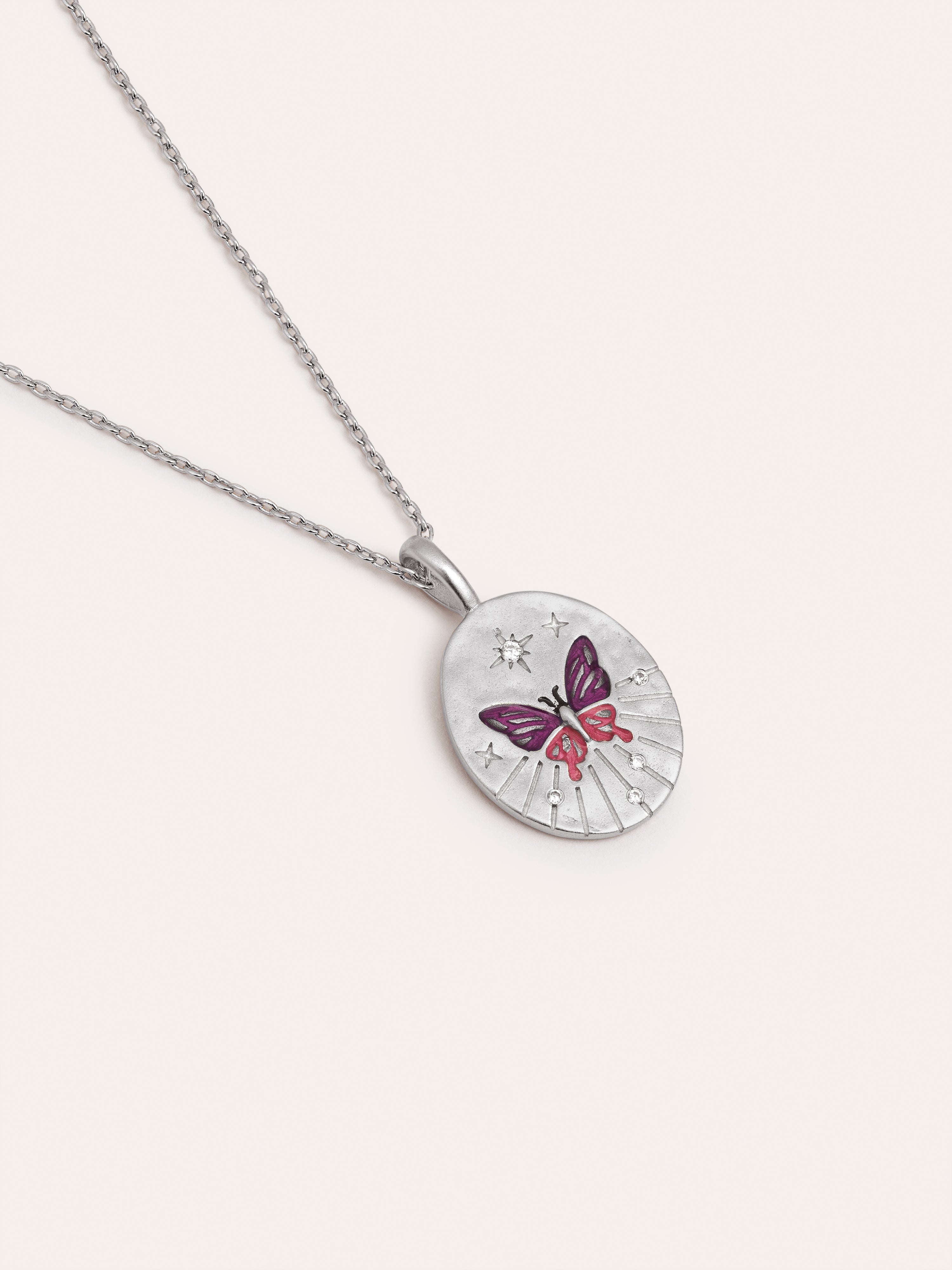 Butterfly Medaille Halskette Rosé 