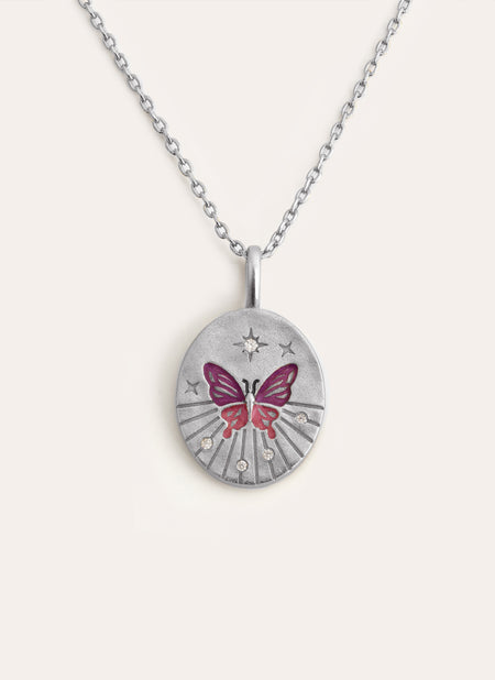 Butterfly Medaille Halskette Rosé 