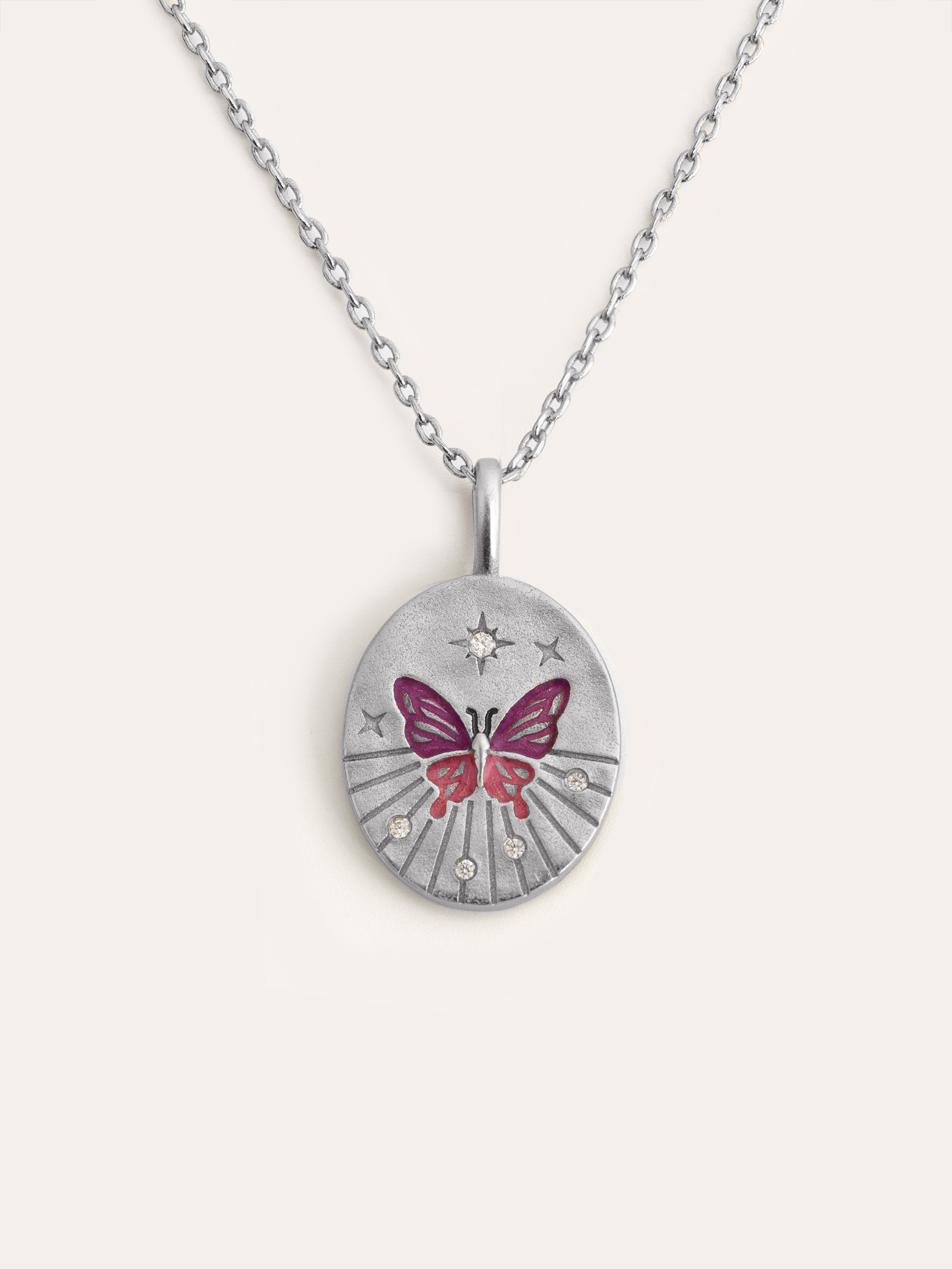 Butterfly Medaille Halskette Rosé 