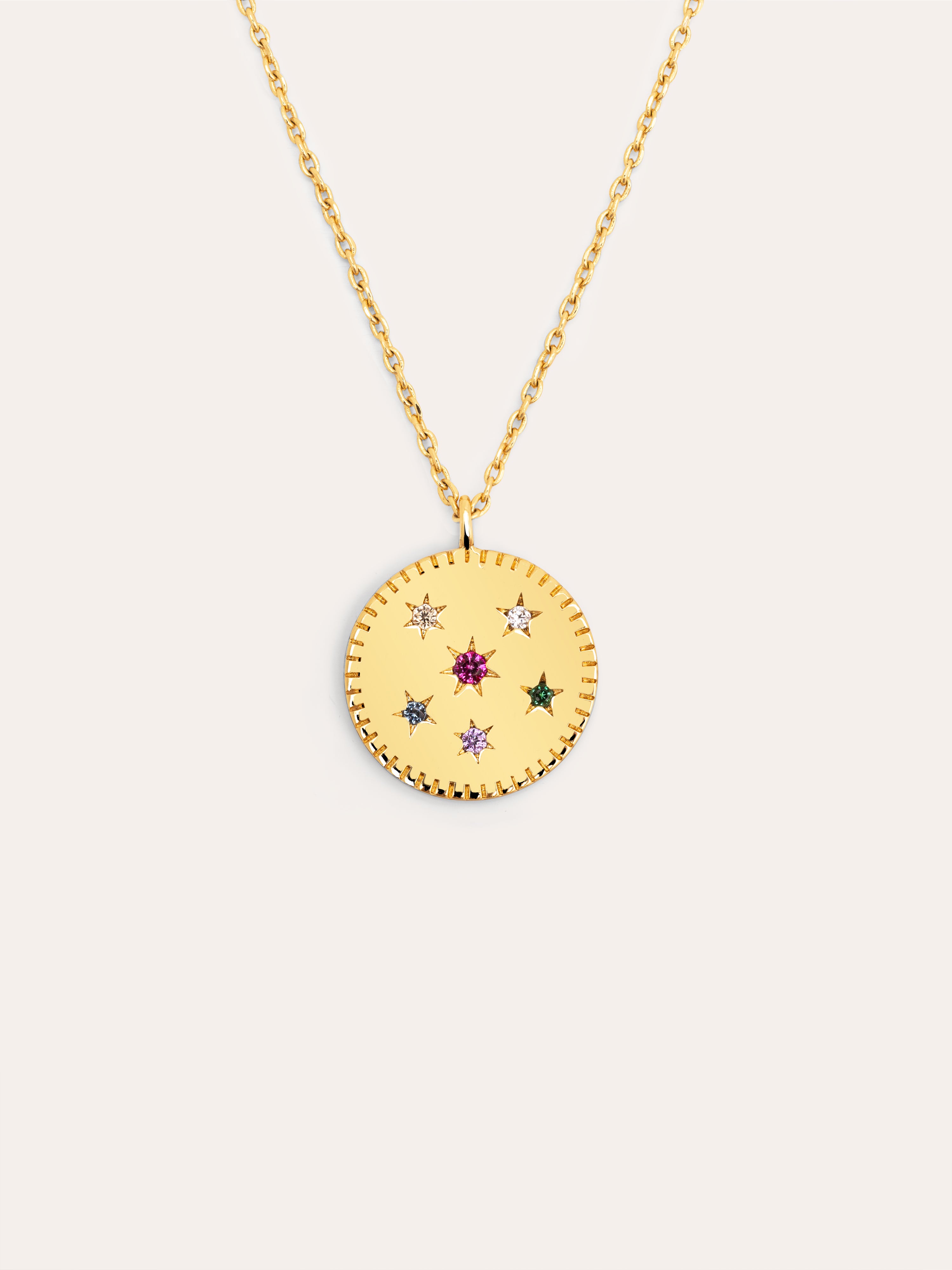 Medallion Spark Color Gold Necklace