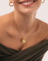 Collar Medallion Five Stones Mística Acero Baño Oro - puesto en modelo