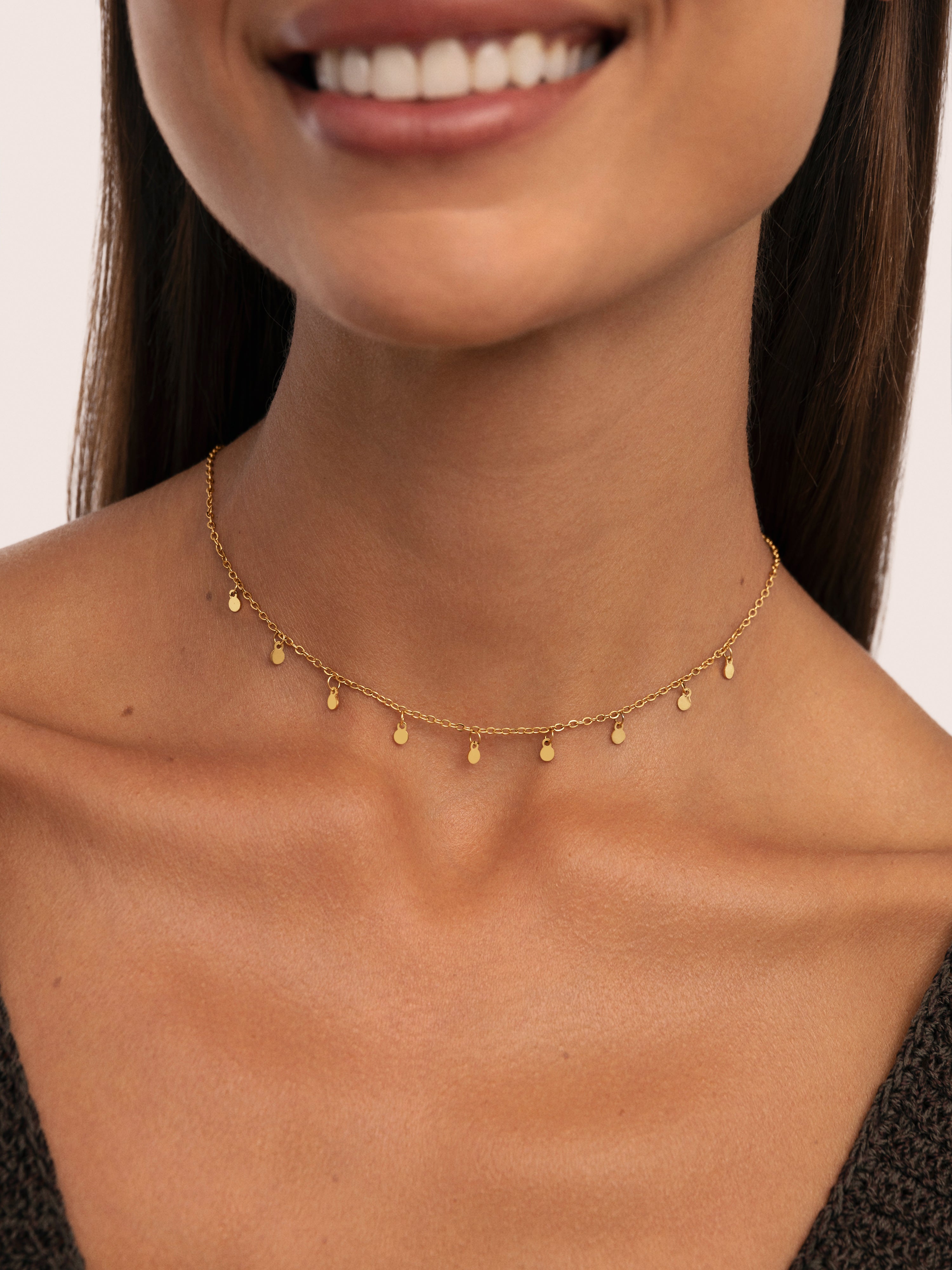 Mini Moons 3mm Stainless Steel Gold Necklace