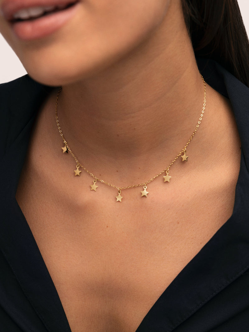 Collier Mini Stars Acier Plaqué Or