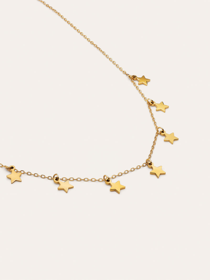 Collier Mini Stars Acier Plaqué Or