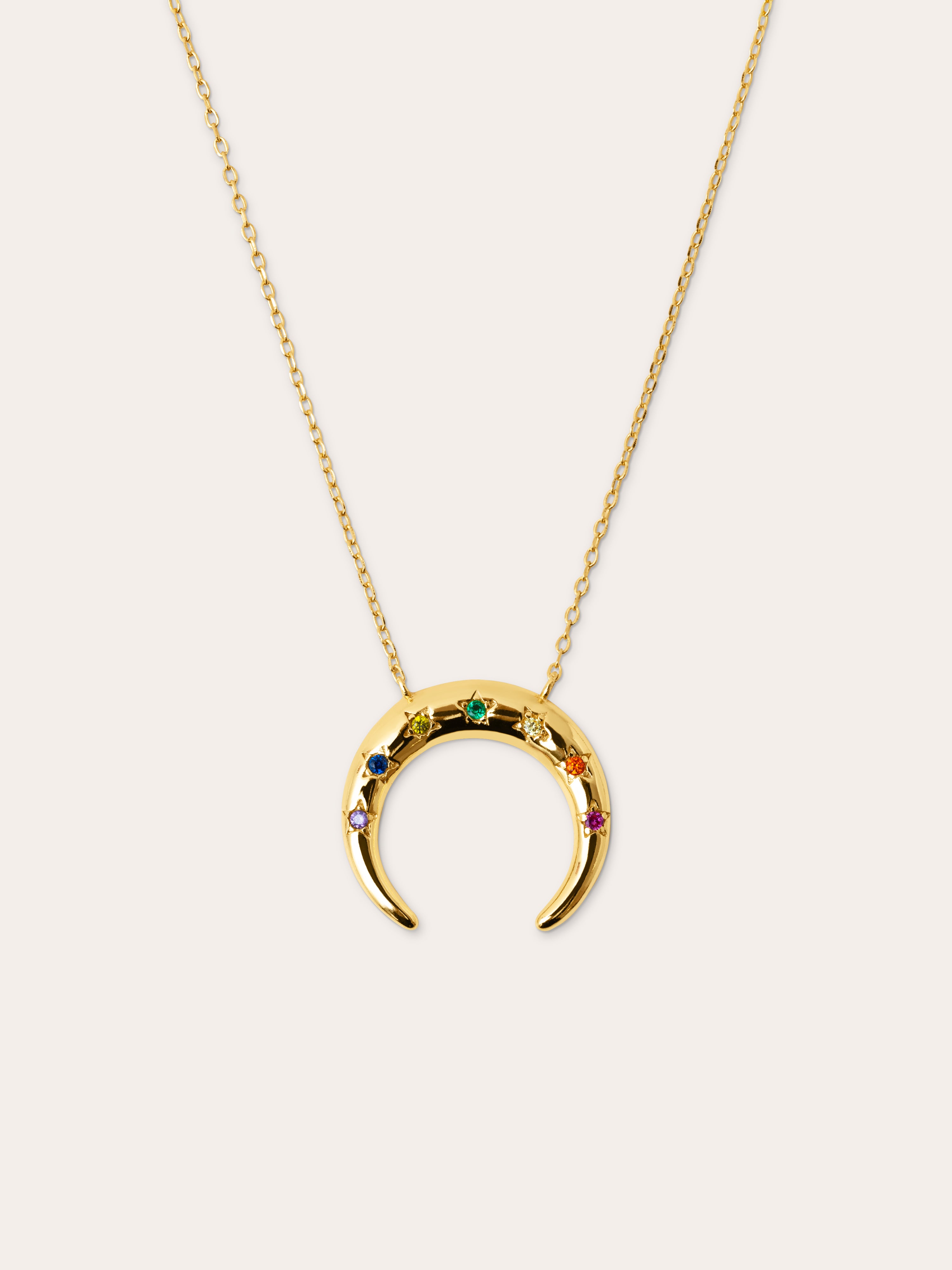 Collar Moonset Colors Plata Baño Oro