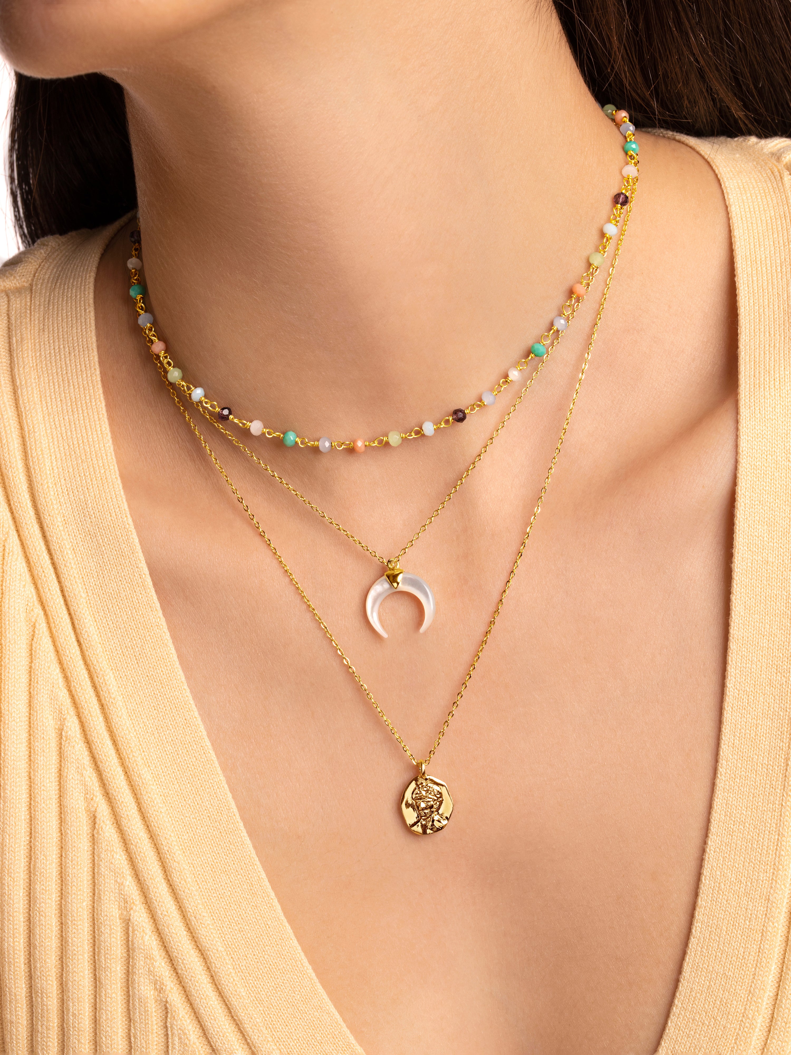 Moonset Mother-of-Pearl Gold Necklace