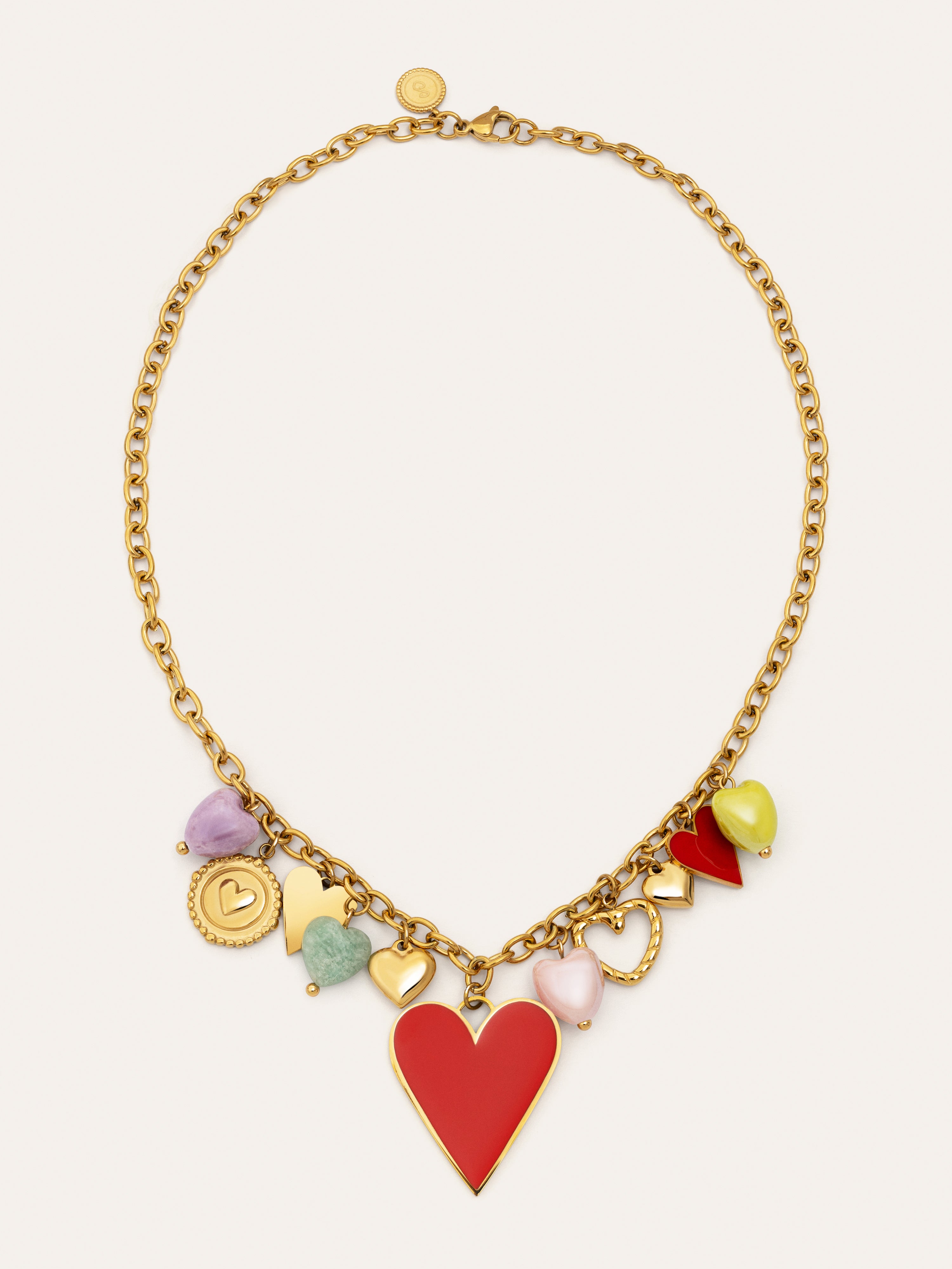 Multicharms Hearts Gold Necklace
