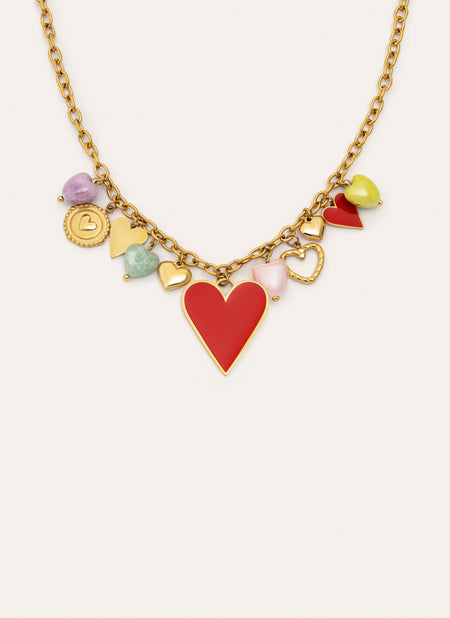 Multicharms Hearts Gold Necklace