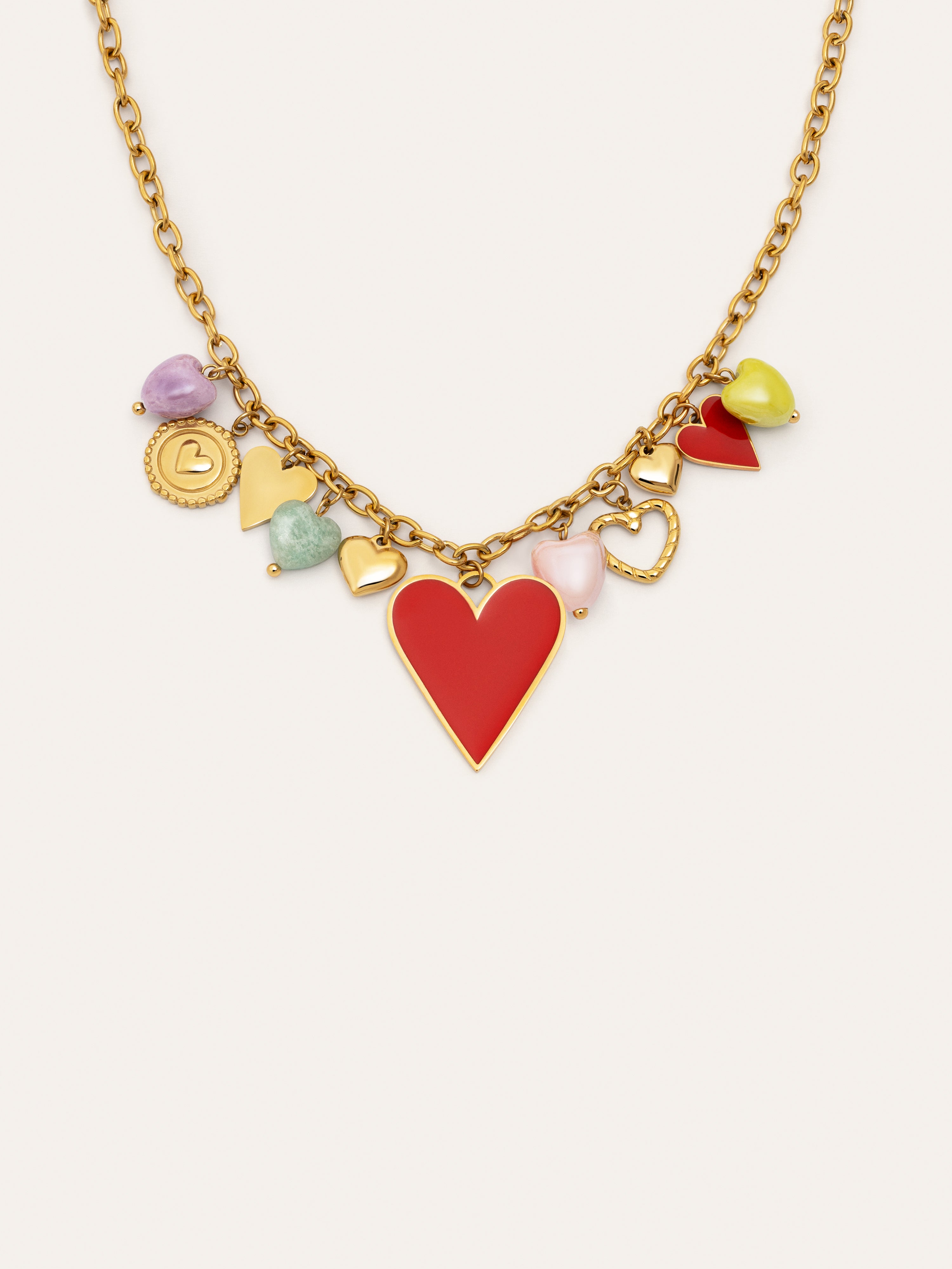 Multicharms Hearts Gold Necklace