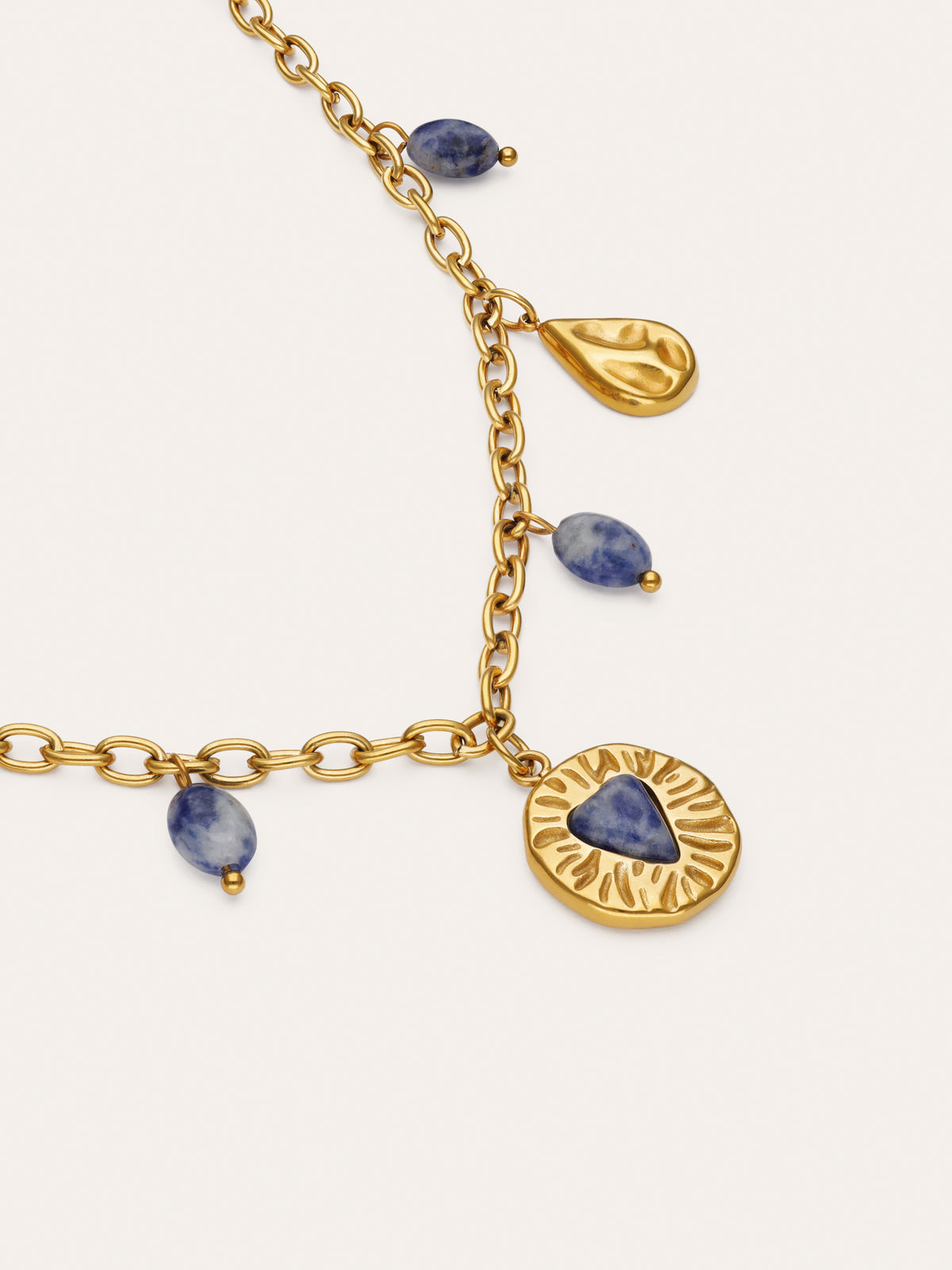 Imagen detalle de Collar Multicharms Denim Cianita Acero Baño Oro