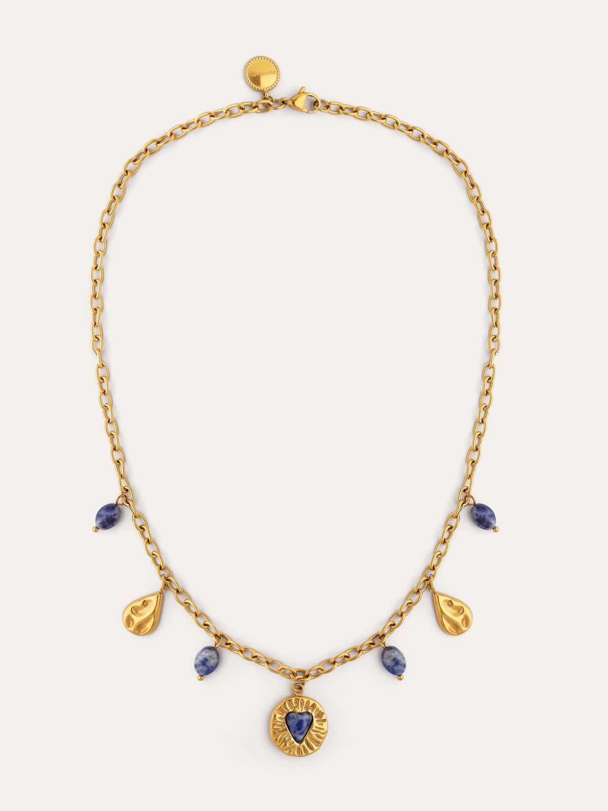 Collar Multicharms Denim Cianita Acero Baño Oro - vista 5