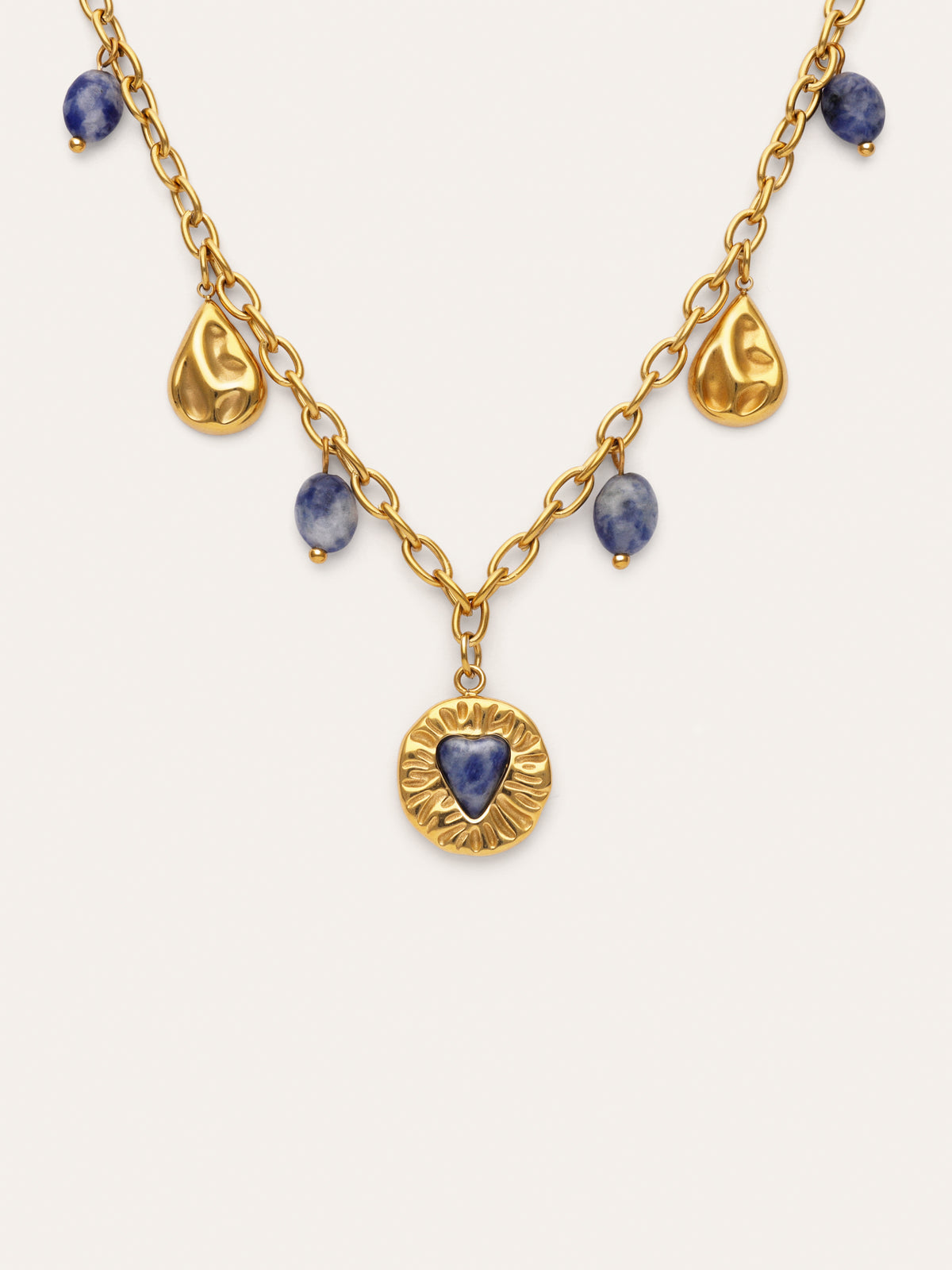 Collar Multicharms Denim Cianita Acero Baño Oro