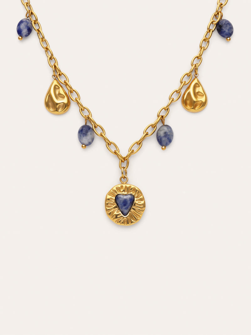 Collar Multicharms Denim Cianita Acero Baño Oro