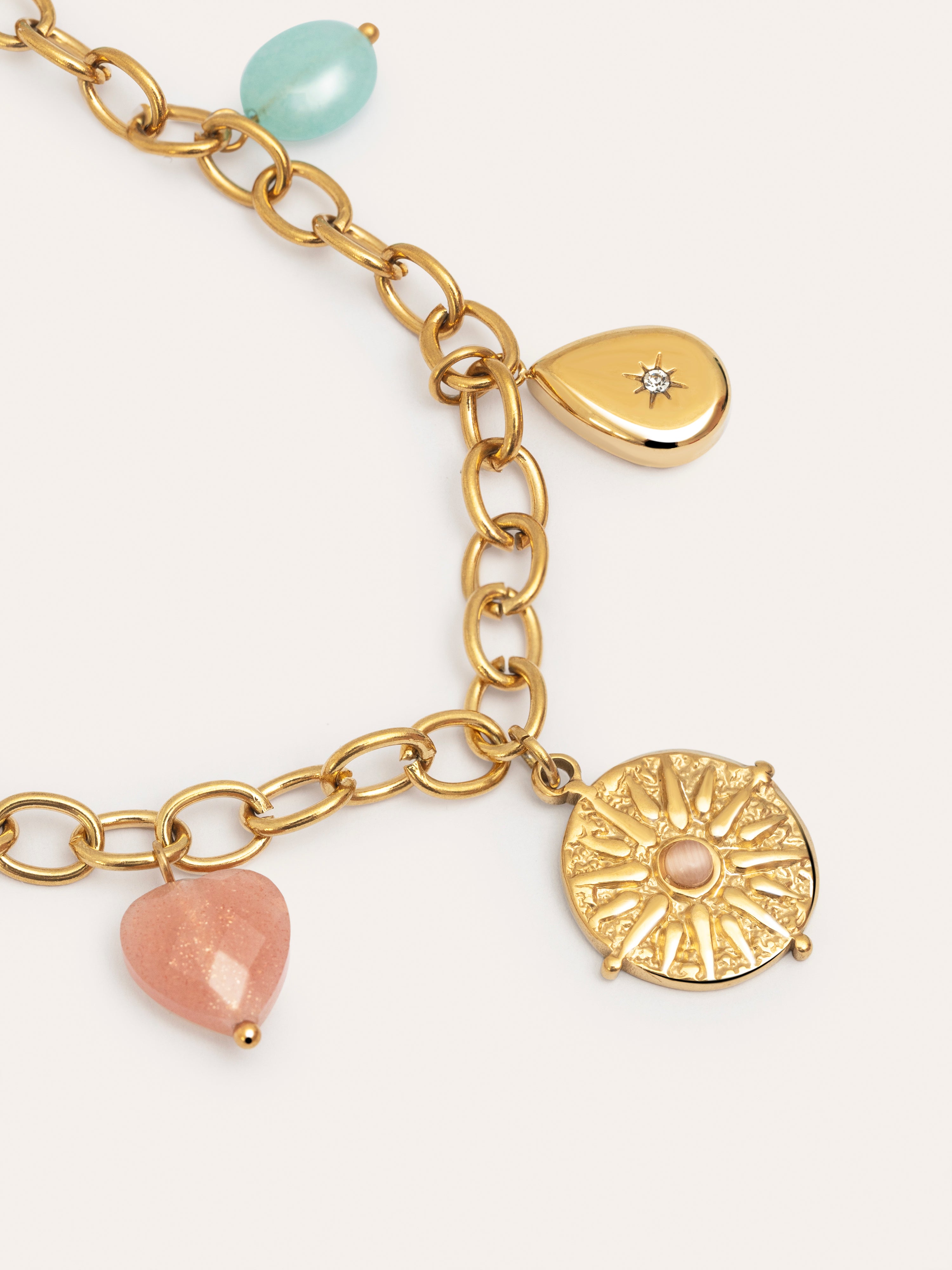 Collar Multicharms Soleil Acero Baño Oro