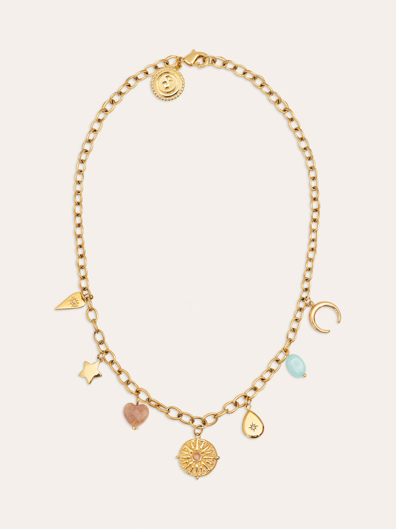 Multicharms Solei Sterling Silver Gold Necklace