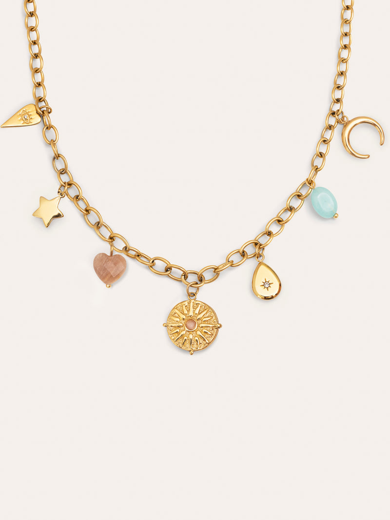 Multicharms Solei Sterling Silver Gold Necklace