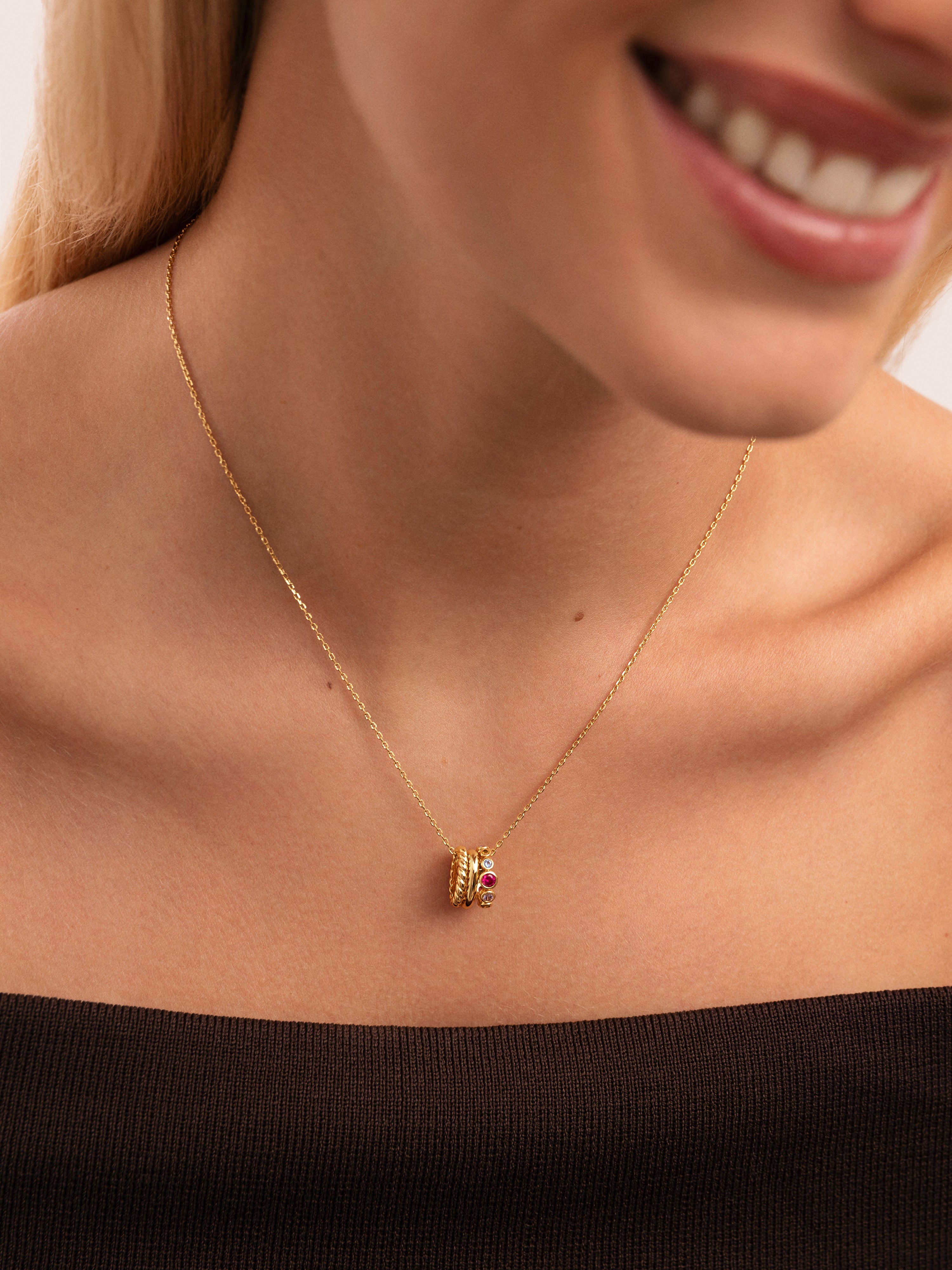 Collar Pebble Family Colors Baño Oro