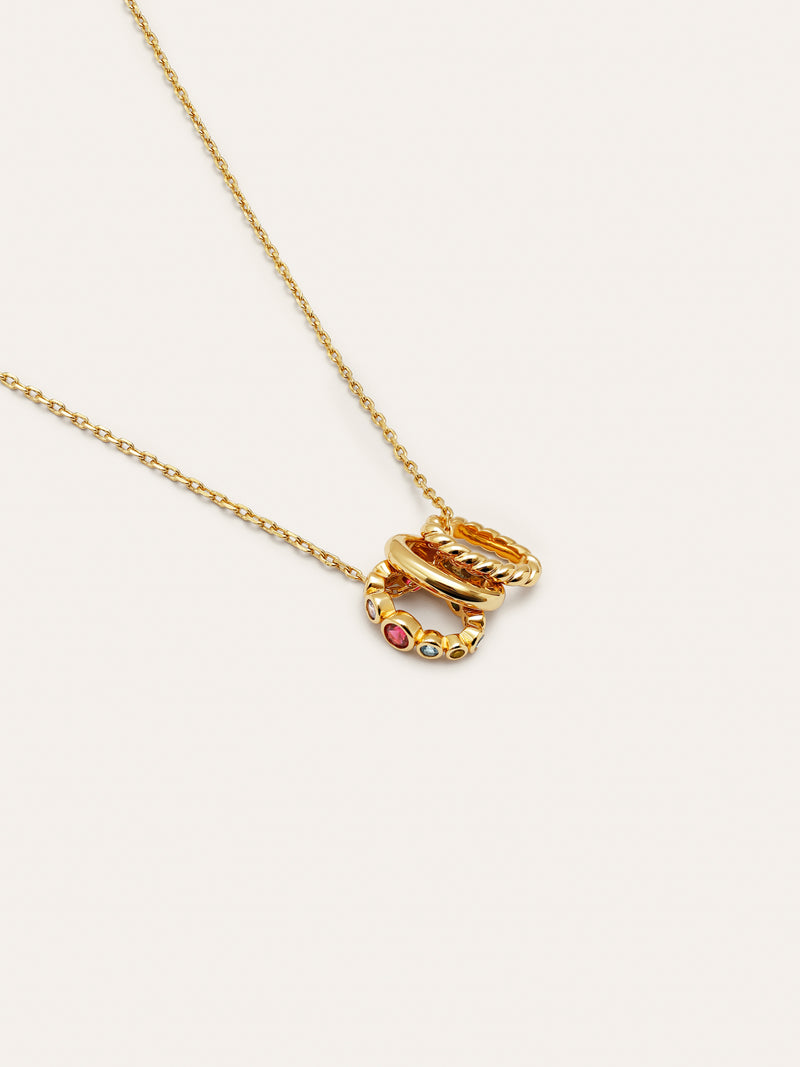 Collier Pebble Family Colors Plaqué Or