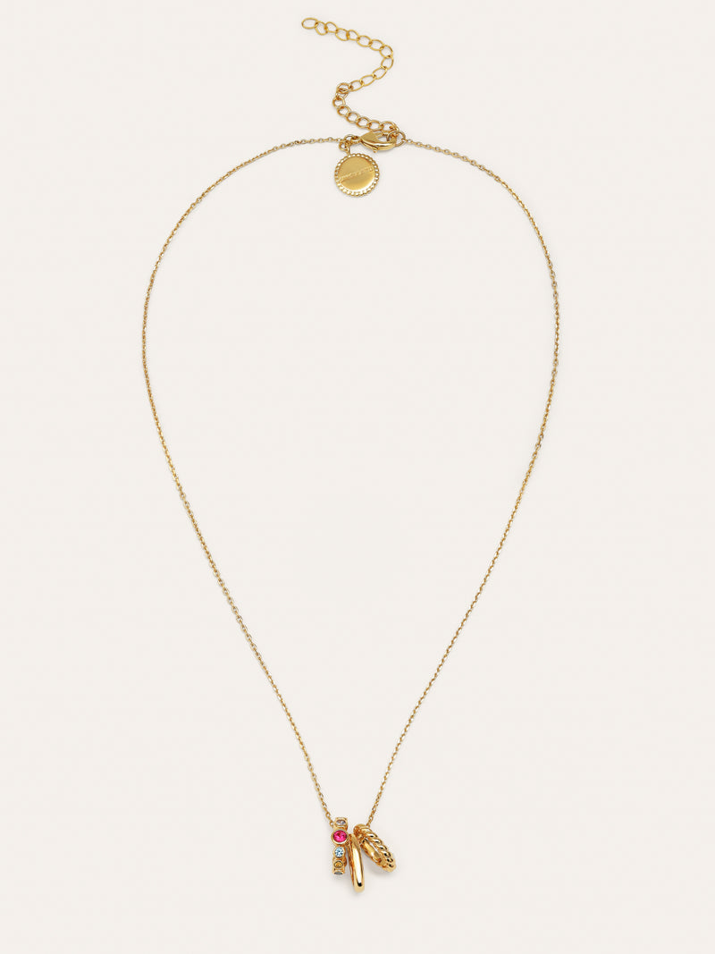 Collier Pebble Family Colors Plaqué Or