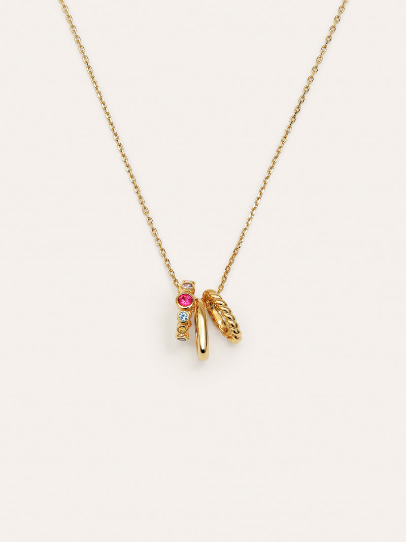 Collier Pebble Family Colors Plaqué Or