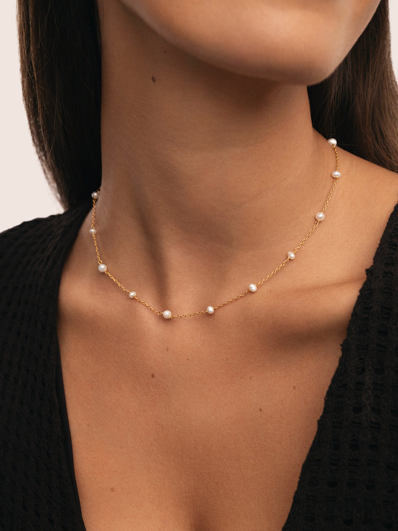 Collar Pearl & Pearls Baño Oro