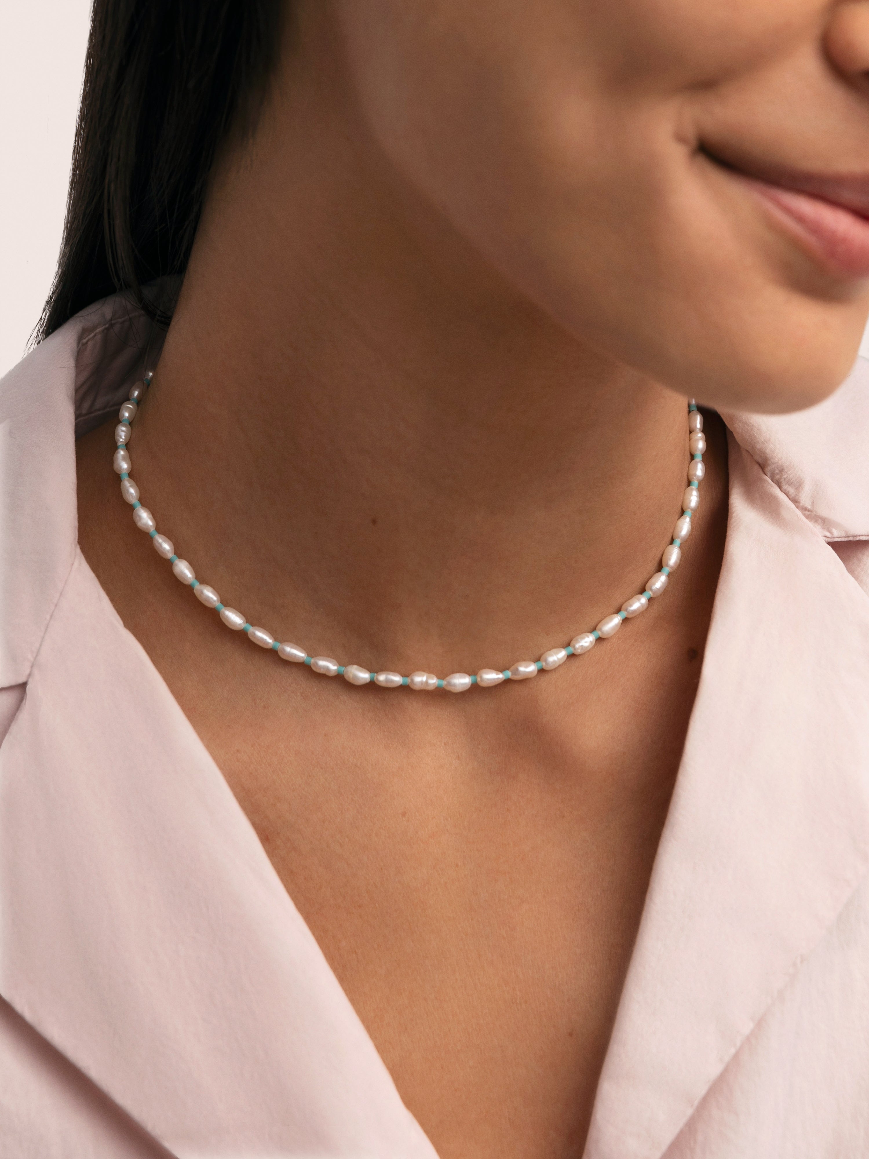 Pompeya Turquoise Stainless Steel Gold Necklace