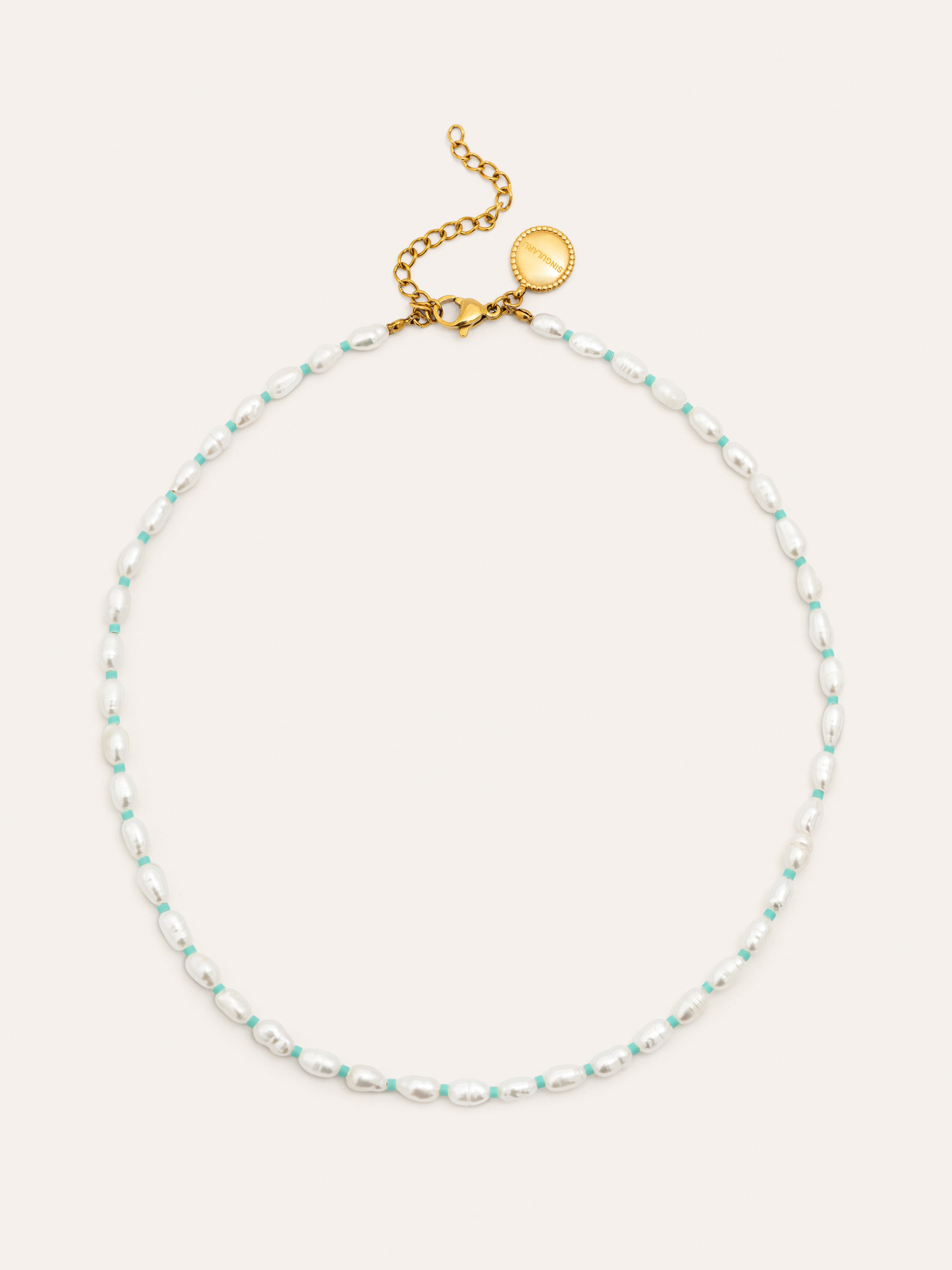 Pompeya Turquoise Stainless Steel Gold Necklace