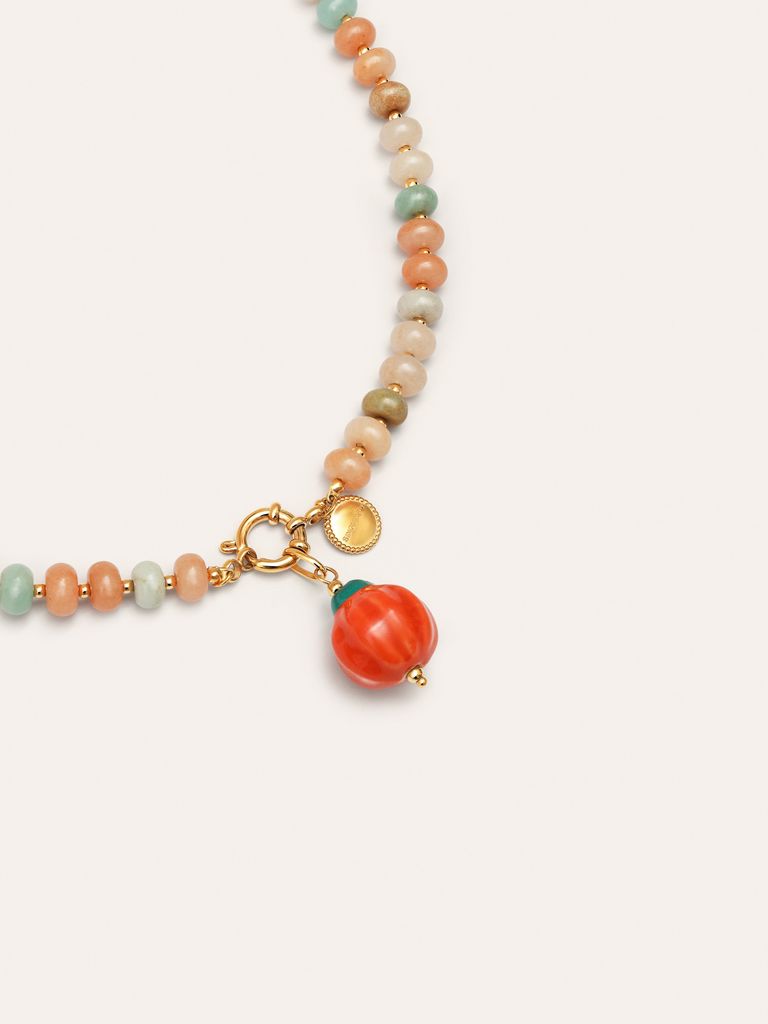 Collar Pumpkin Stones Acero Baño Oro