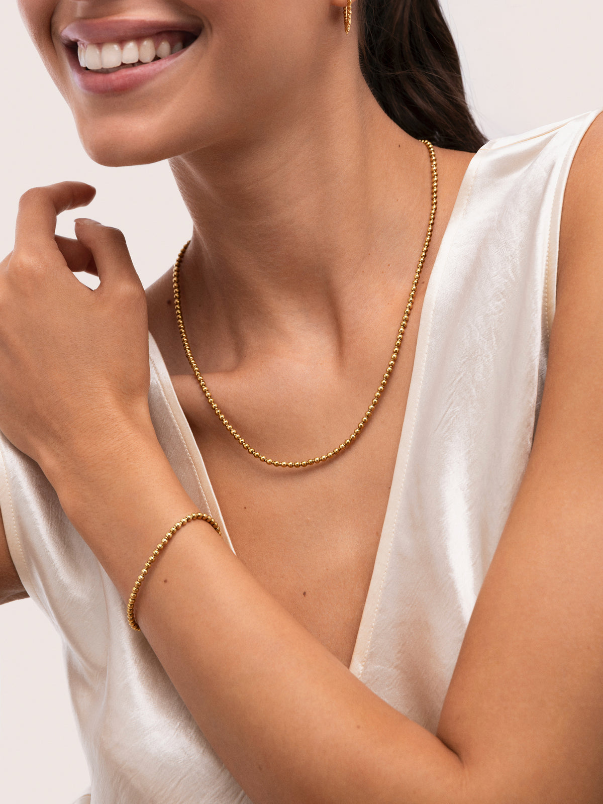 Bracelet chapelet acier plaqué or - vista 4