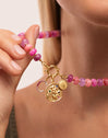 Rosé Stones Stainless Steel Gold Necklace 
