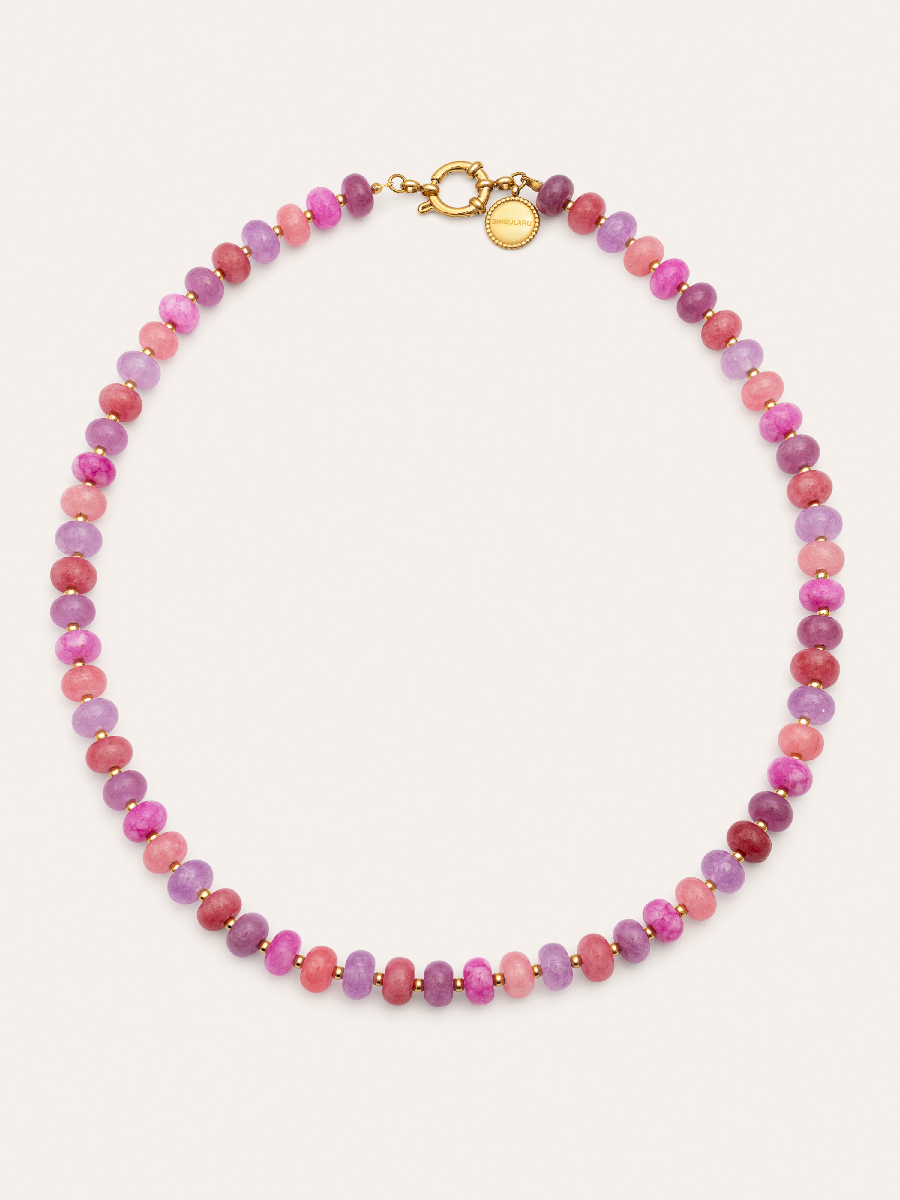 Rosé Stones Stainless Steel Gold Necklace 