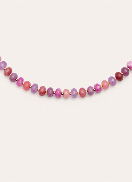 Collar Rosé Stones Acero Baño Oro