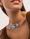 Choker Shelly Blue Acero Baño Oro