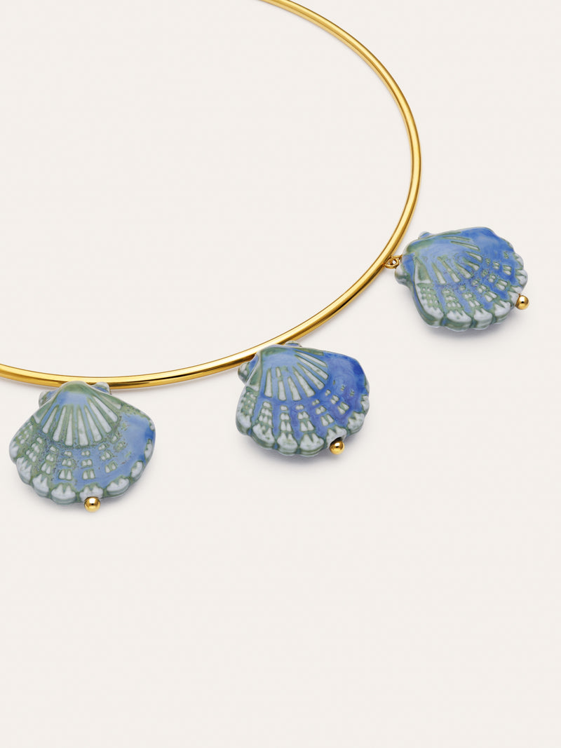 Choker Shelly Blue Acero Baño Oro