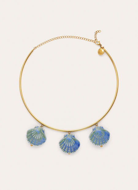 Choker Shelly Blue Acero Baño Oro
