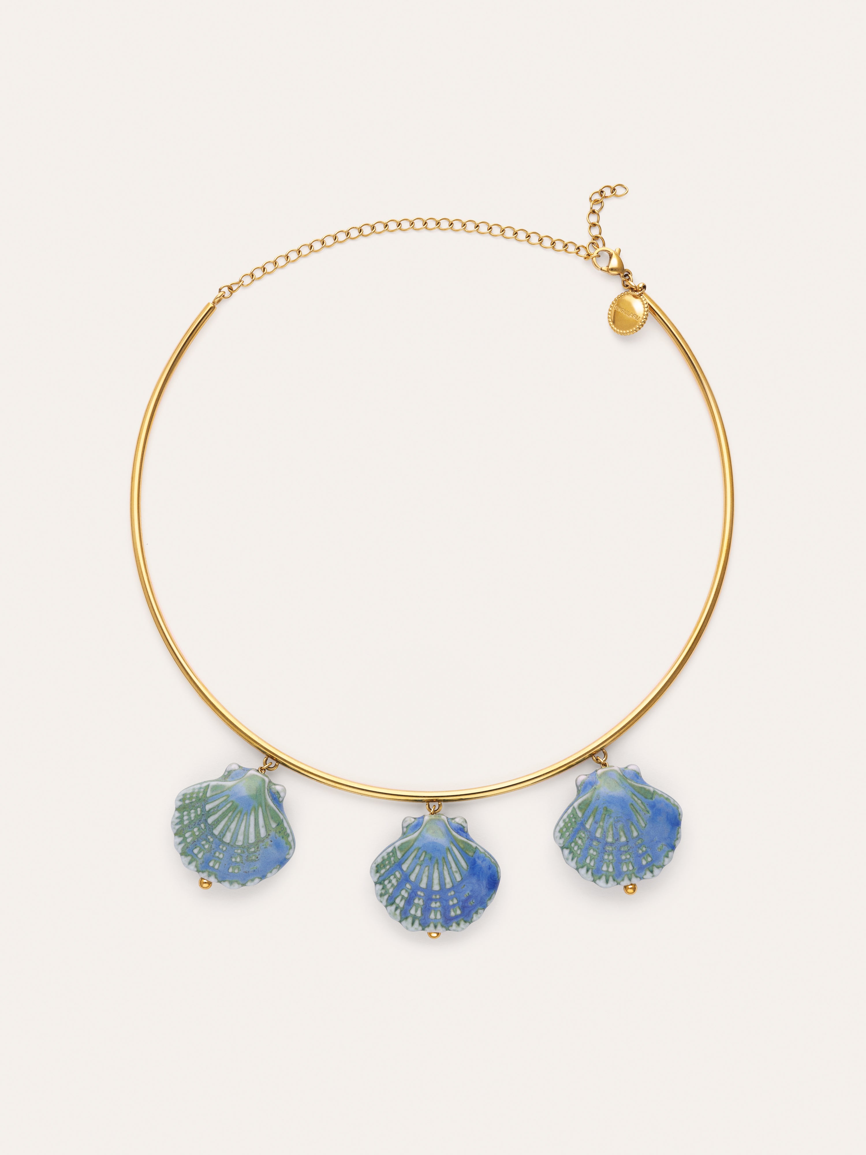 Choker Shelly Blue Acero Baño Oro