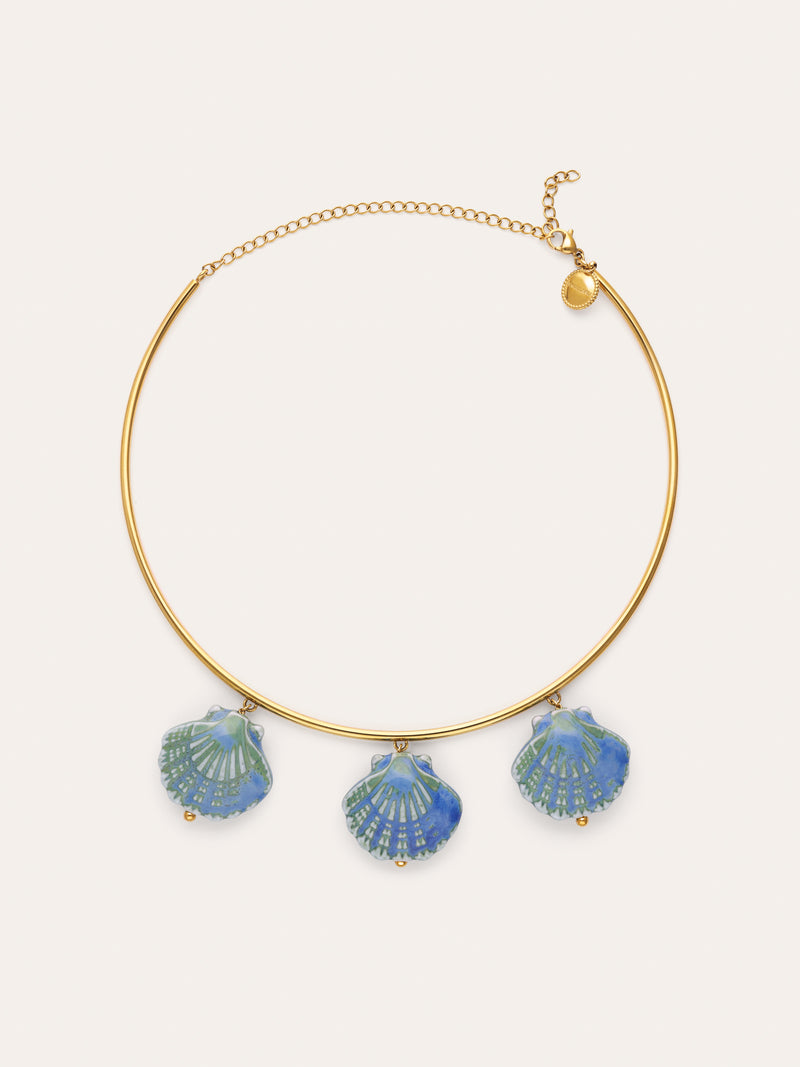 Choker Shelly Blue Acero Baño Oro