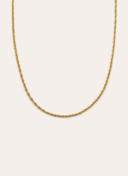Collar Spinning Rope Chain Acero Baño Oro