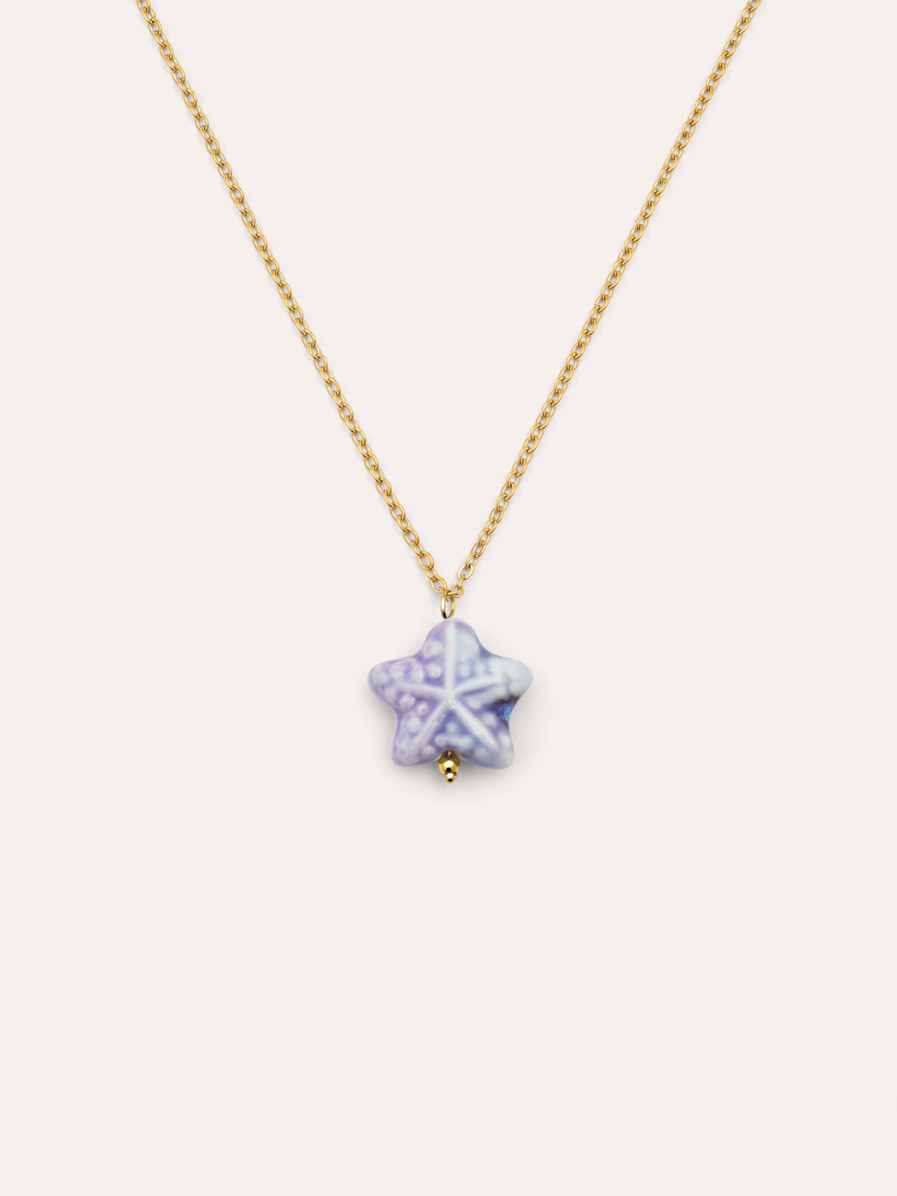 Starfish Blue Stainless Steel Gold Necklace
