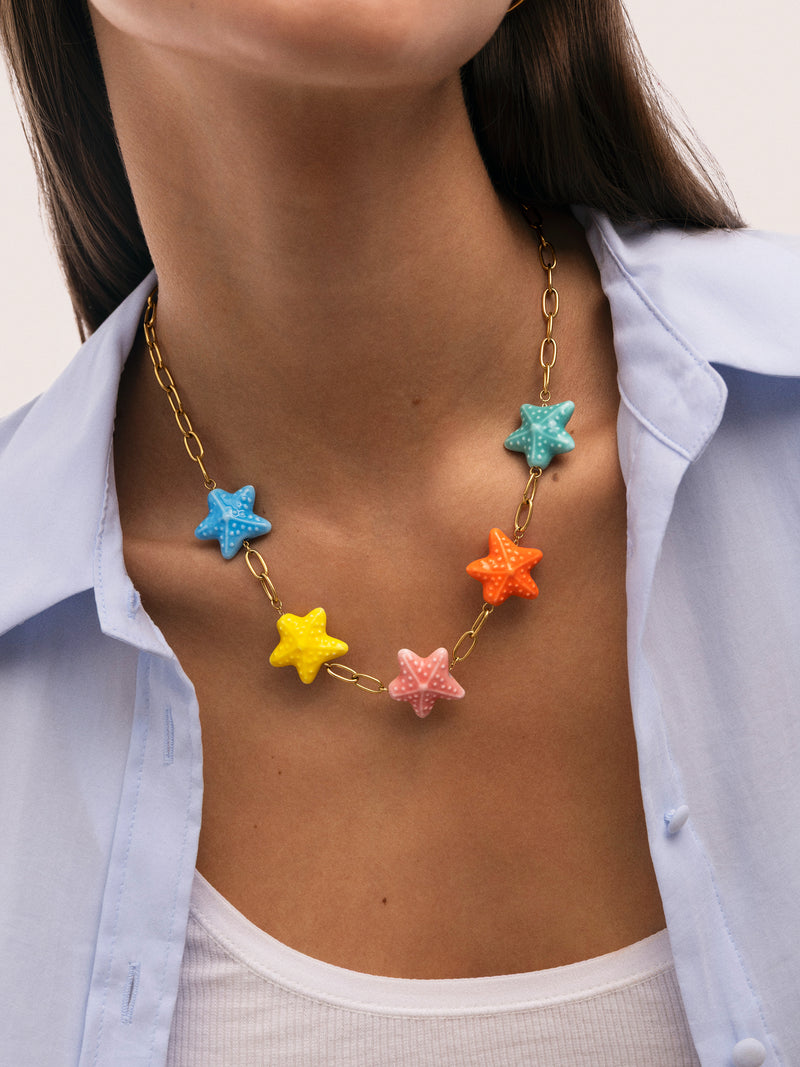 Halskette Starfish Chic Color Edelstahl mit Goldbeschichtung