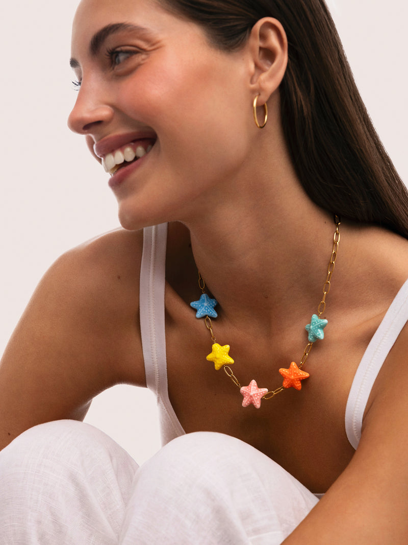 Halskette Starfish Chic Color Edelstahl mit Goldbeschichtung