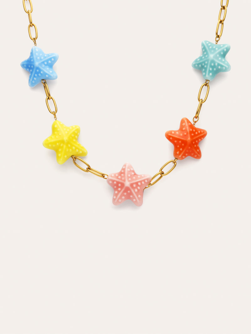 Halskette Starfish Chic Color Edelstahl mit Goldbeschichtung