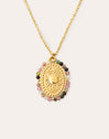 Medallion Stones Sun Stainless Steel Gold Necklace