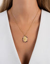 Medallion Stones Sun Stainless Steel Gold Necklace