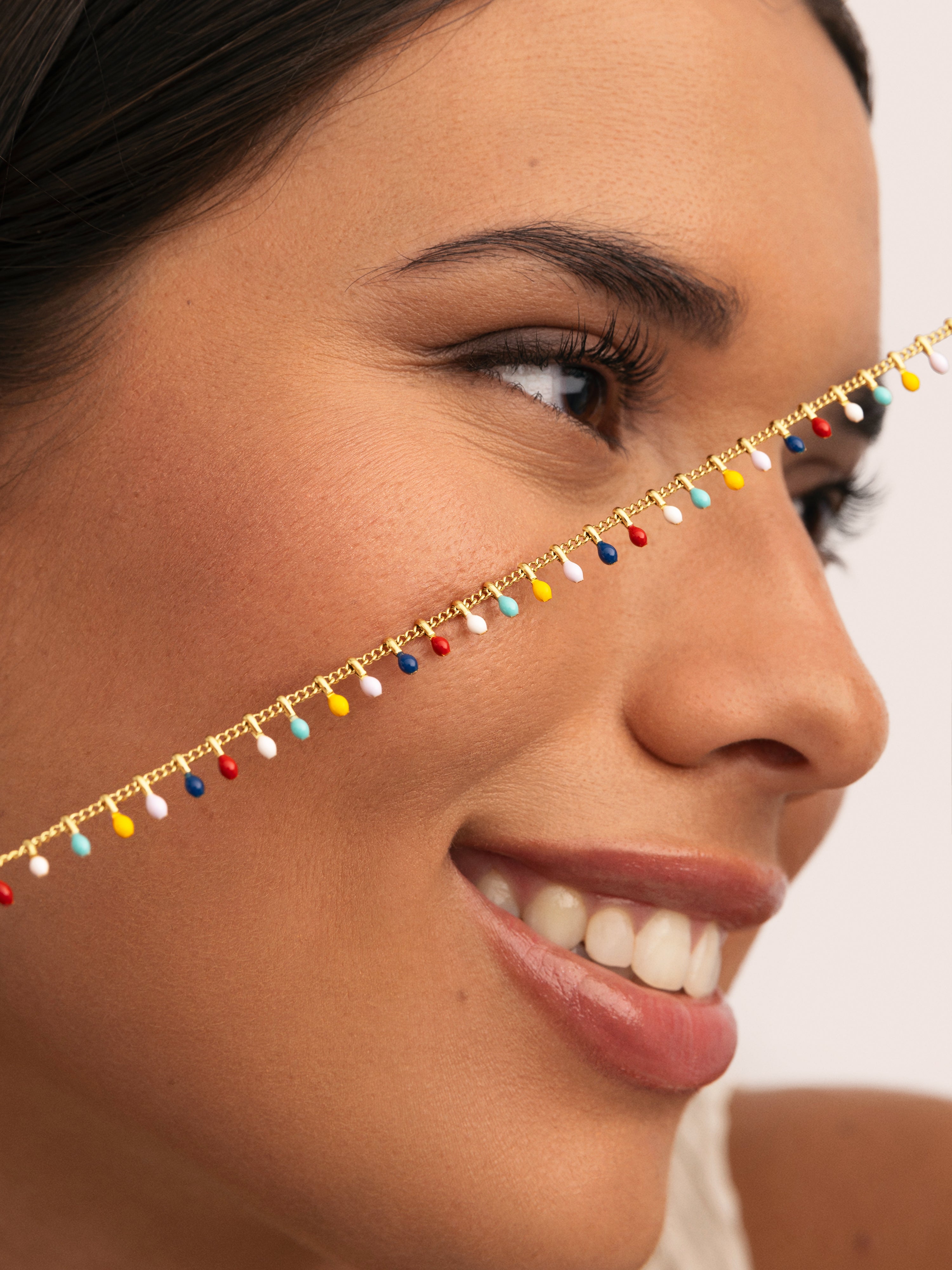 Swing Dots Colors Enamel Halskette, vergoldet