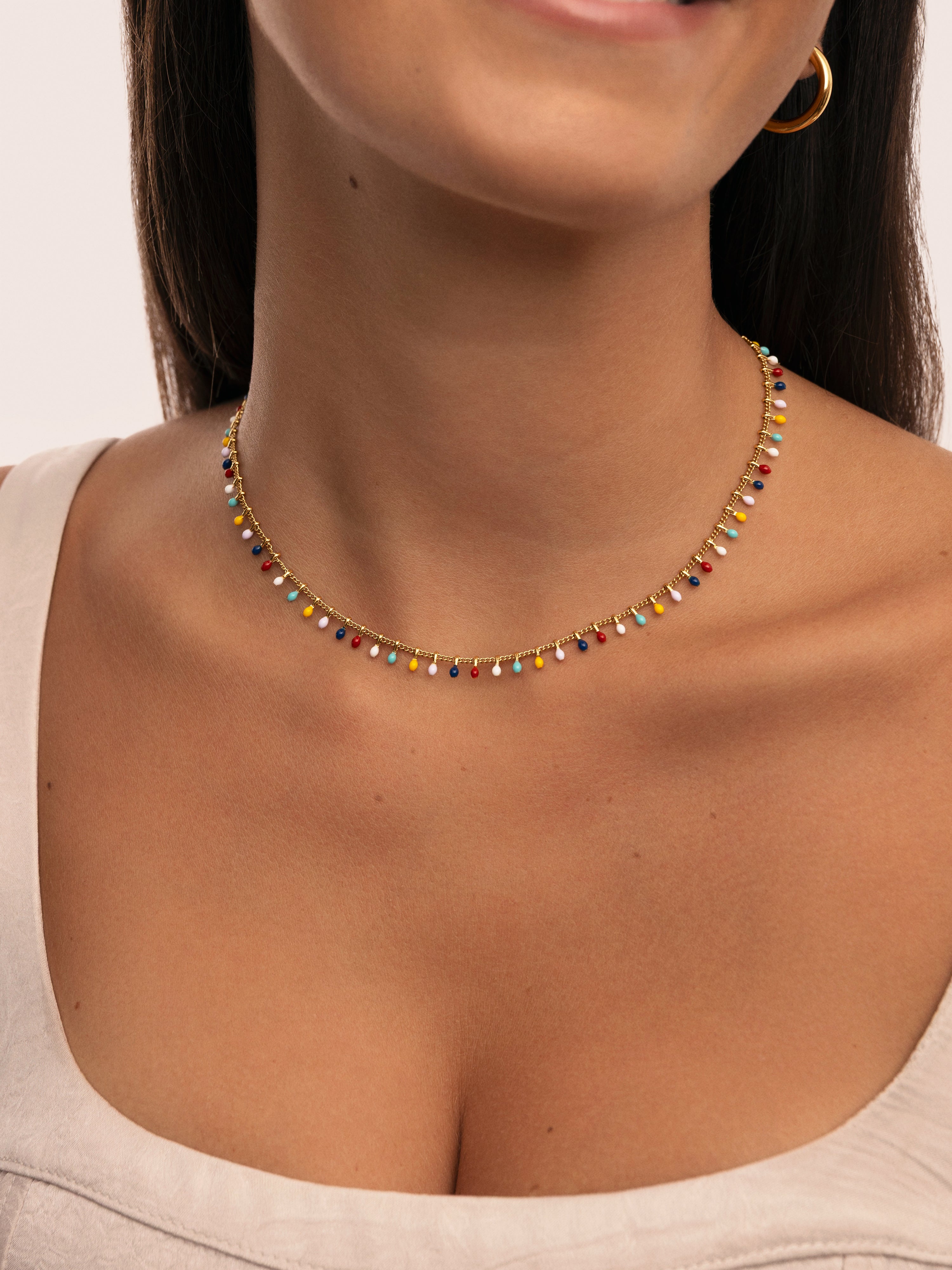 Swing Dots Colors Enamel Halskette, vergoldet