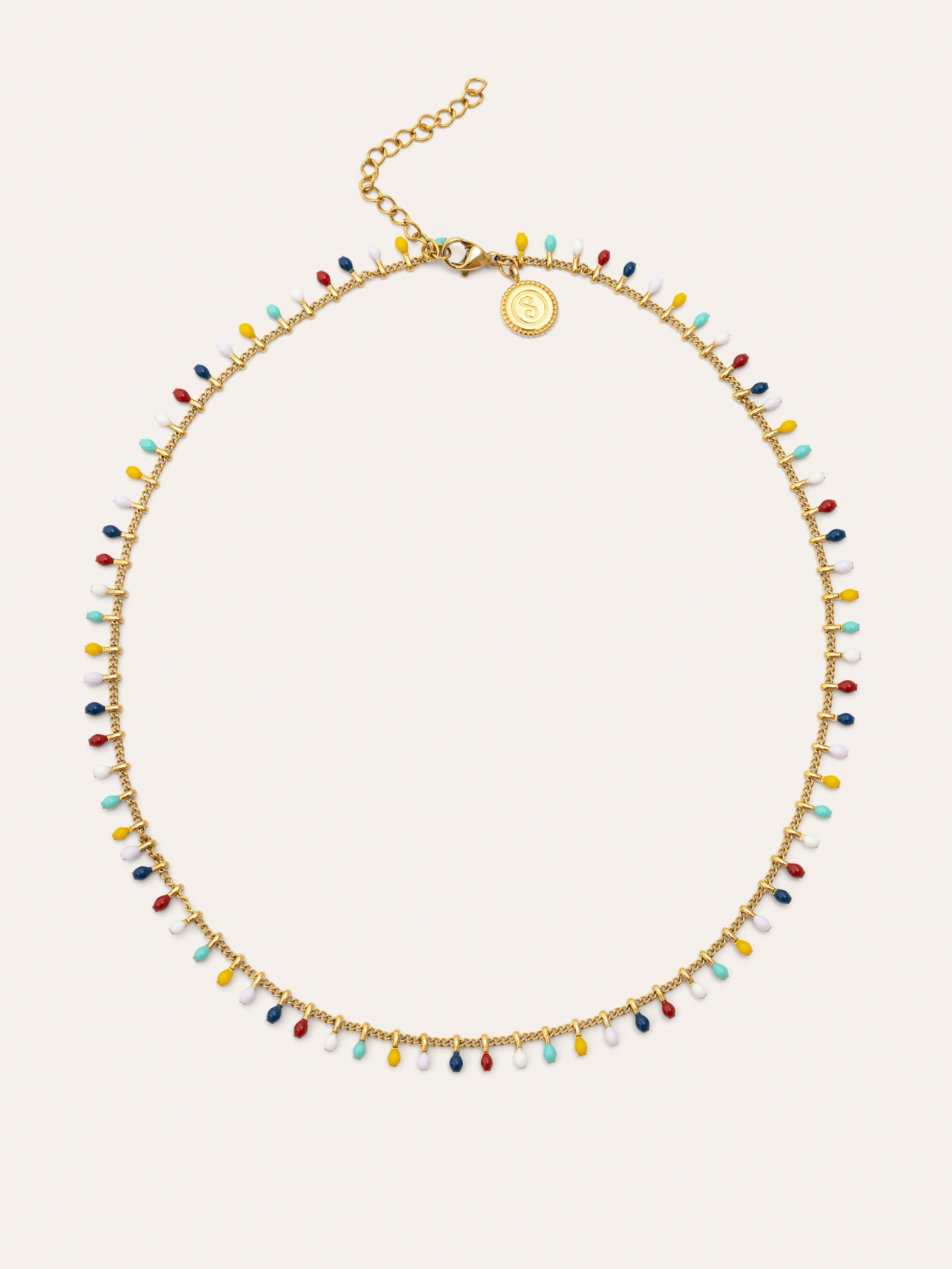Swing Dots Colors Enamel Halskette, vergoldet