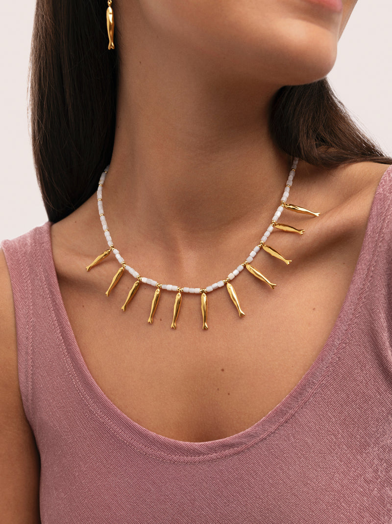 Collier Costa Acier Plaqué Or