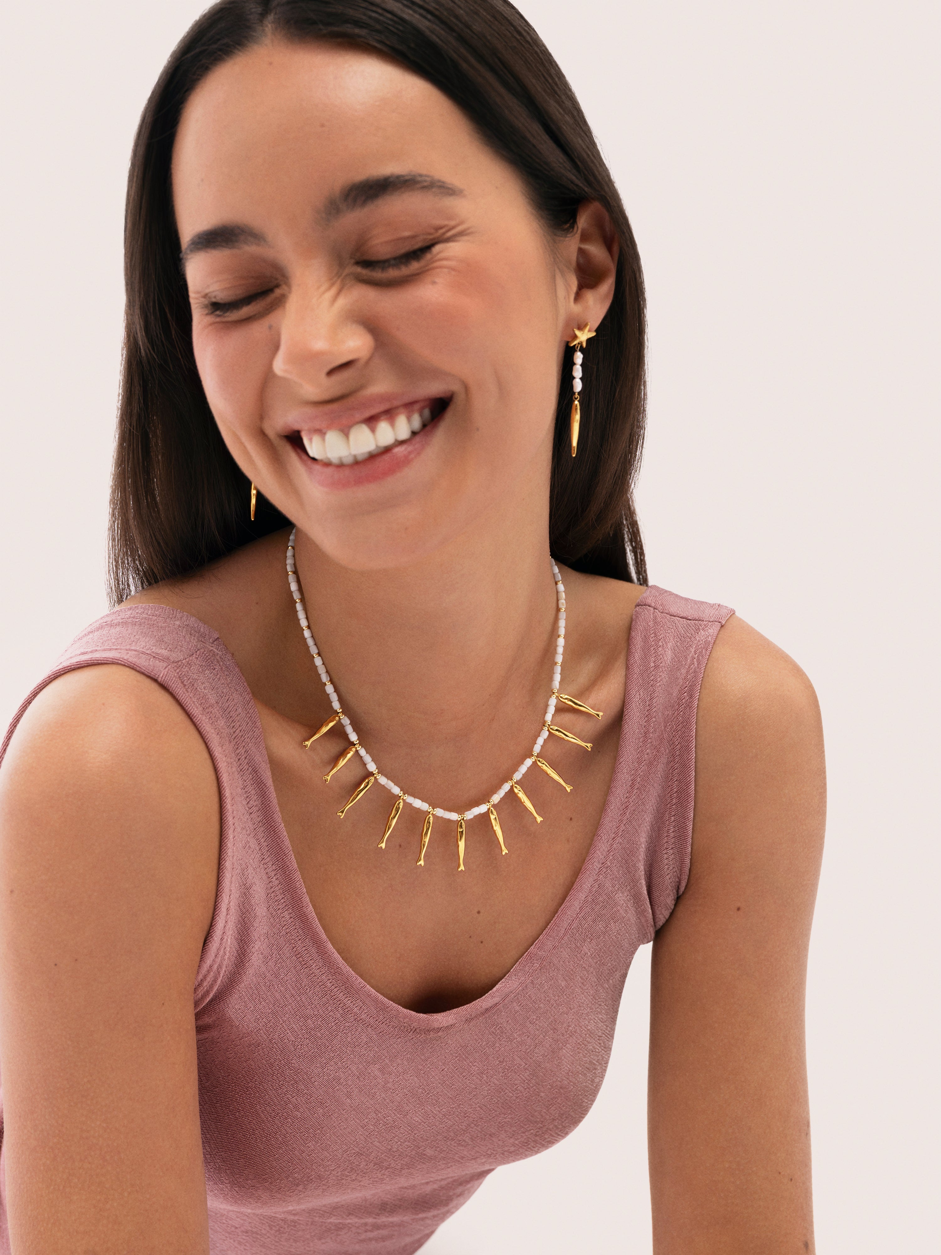 Collier Costa Acier Plaqué Or