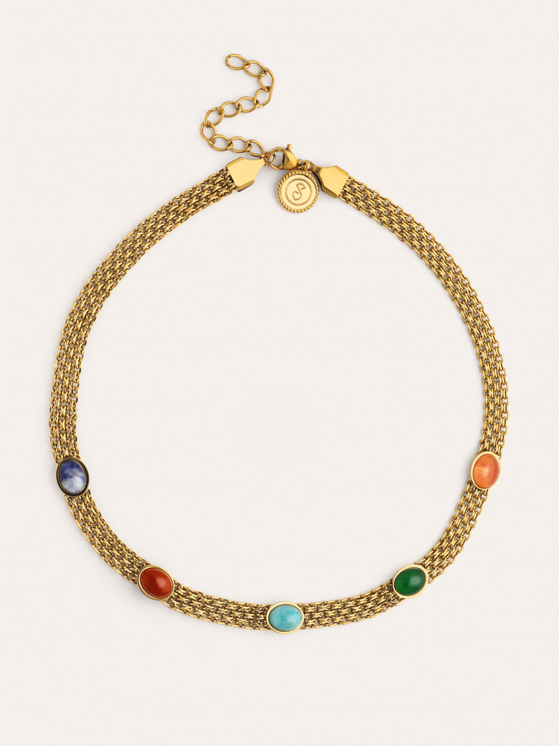 Choker Tape Stones Aço Banho de Ouro
